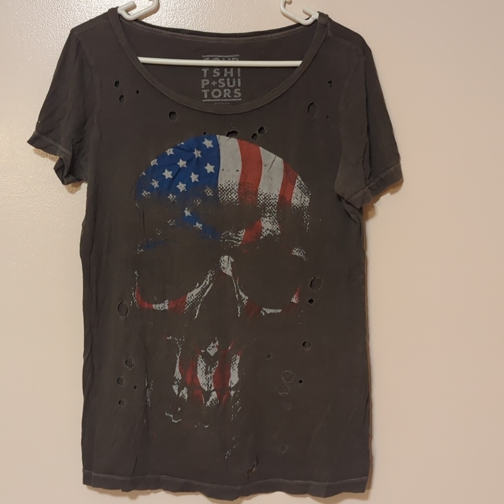 Courtship+Suitors PACSUN Distressed Skull T-Shirt